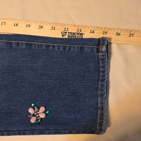 Chico's Dark Blue Floral Embroidered Jeans - Picture 13 of 14